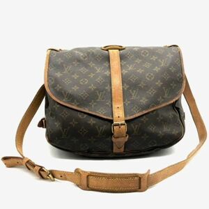 仙4　Louis Vuitton　M42254　モノグラム　ソミュール35　ショルダーバッグ　ブラウン系　ルイヴィトン　斜め掛け　クロスボディ