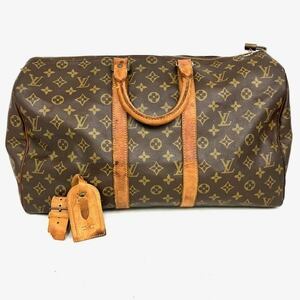 仙102 LOUIS VUITTON モノグラム キーポル 45 M41428 ボストンバッグ ハンドバッグ ルイ ヴィトン LV 旅行 カバン トラベル ブラウン