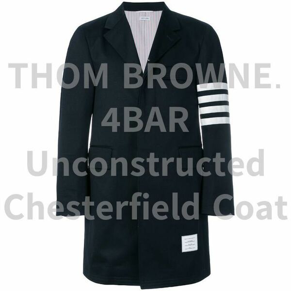 定価即決 トムブラウン THOM BROWNE クラシック アンコン 4BAR Unconstructed Chesterfield Coat チェスターフィールド コート ネイビー 1