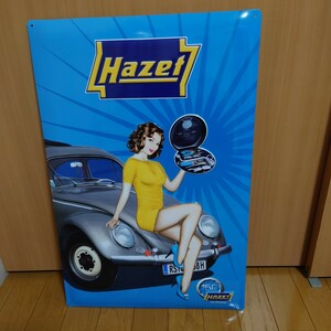 空冷VW　HAZET150周年看板　サイン　ガレージに　ビートル　バス　カルマンギア