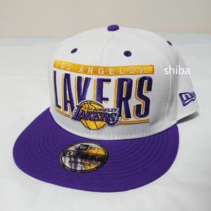 NEW ERA ニューエラ 正規品 キャップ 帽子 9FIFTY LA レイカーズ レトロ バスケ NBA 白 紫 八村塁 M/L