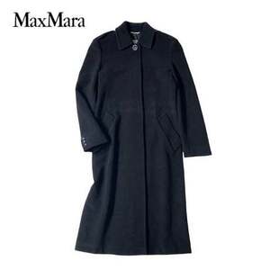 ☆1円スタート 売切り☆ NC244さ@ MaxMara Aランク 美品 チェスターコート ロングコート ウール サイズ40/L ブラック 黒