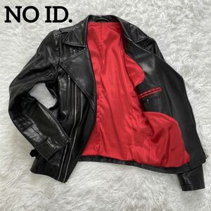 1円〜【大人の気品】NO ID. ノーアイディー ダブルライダースジャケット ホースレザー レザージャケット 馬革 アメカジ ブラック 1