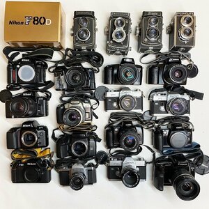 まとめ売り Canon Nikon Pentax Minolta Yashica Ricoh FUJICA など 一眼 二眼 フィルムカメラ ストロボ 等 ジャンク品 動作未確認/A2971