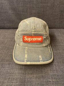 Supreme 2020A/W Logo Stripe Jacquard Denim Camp Cap