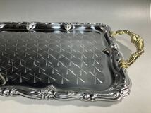 【2A25】トレー ステンレス トレイ シルバープレート バロックトレイ BAROQUE TRAY ヨーロッパ調　PY 未使用　お盆_画像3