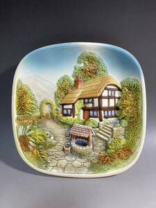【2A15】陶器　イングランド　イギリス　LEGEND PRODUCTS 皿　絵皿　ウォールマスク陶器　アンティーク　インテリア