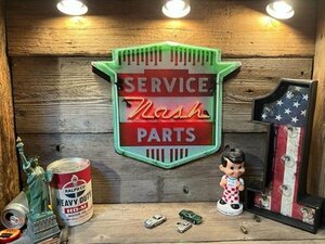 1円 新品 ガレージインテリアに最高 ダイカット エンボス メタルサイン Nash SERVICE PARTS ネオンプレート 男前インテリア 看板 アメリカ