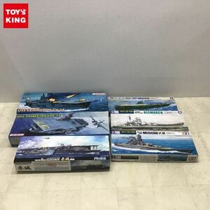 1円〜 タミヤ 1/700 日本 戦艦 武蔵、アオシマ 1/700 ドイツ海軍 戦艦 ビスマルク、フジミ 1/700 日本海軍 航空母艦 赤城 他