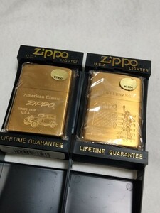 zippo solid brass 2002年製 2種セット 展示未使用