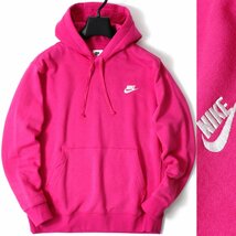 新品 秋冬 NIKE ナイキ 裏起毛 スウェット パーカー 2XL クラブ フリース プルオーバー フーディ メンズ ロゴ刺繍 ピンク ◆SZ1387B_画像1