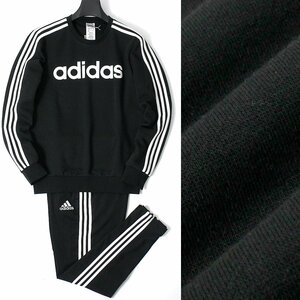 新品 秋冬 アディダス 裏起毛 スウェット トレーナー パンツ 上下セット O 黒 adidas セットアップ 刺繍 メンズ ◆SZ13941395B