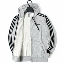 新品 秋冬 アディダス スウェット パーカー パンツ 上下セット L グレー 黒 adidas セットアップ フーディー メンズ ◆SZ14411395A_画像3