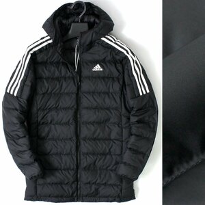 新品 秋冬 アディダス 軽量 保温 ダウンコート O 黒 adidas ロング ダウン パーカー ジャケット ブルゾン アウター スポーツ ◆SZ1474B