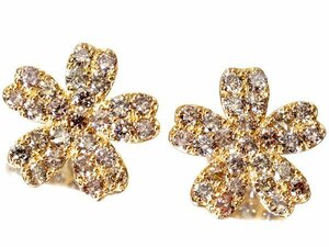 1円～【ジュエリー極】フラワーデザイン輝く！良質天然ダイヤモンド0.50/0.50ct 高級K18YGピアス t3662JitkTH【送料無料】