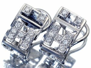 1円～【ジュエリー極】豪華Ｈロゴデザイン！天然ダイヤモンド0.12ct/0.12ct 高級K18WGピアス k7810kllm【送料無料】