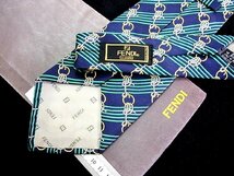 ♪今週の特売980円～♪1396♪状態並品【FENDI】フェンディ【リング ロープ ストライプ 柄】ネクタイ♪_画像2