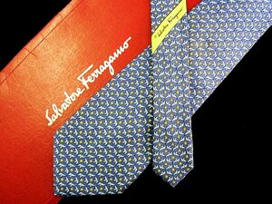 ♪今週の特売980円～♪1461♪状態並品【Ferragamo】フェラガモ【象 ゾウ 動物 花 小花 柄】ネクタイ♪