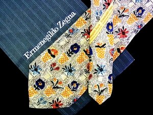 ♪今週の特売980円～♪1441♪状態並品【ZEGNA】ゼニア【花 植物 植木鉢 柄】ネクタイ♪