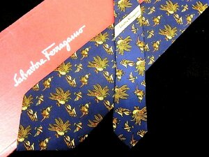 ♪今週の特売980円～♪1419♪状態並品【Ferragamo】フェラガモ【鳥 カモ キジ 草葉 植物 柄】ネクタイ♪