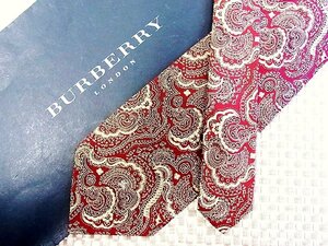 ♪33240C♪良品【刺繍 ペイズリー 花 植物 柄】バーバリー【BURBERRY】ネクタイ