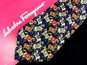 ♪今週の特売980円～♪2534♪良品【Ferragamo】フェラガモ【馬 ウマ 動物 柄】ネクタイ♪