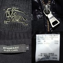 美品！3(L) バーバリーブラックレーベル ホース刺繍 ドライバーズニットZIPジャケット ニットZIPブルゾン 黒■BURBERRY BLACK LABEL_画像9