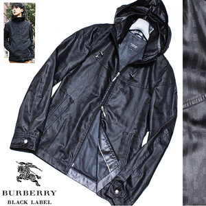 極美品！L(3)★人気シャドーチェック★バーバリーブラックレーベル ダブルZIPマウンテンパーカーブルゾン■BURBERRY BLACK LABELジャケット