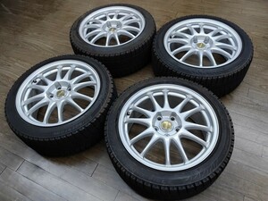 【群馬県内引き取り限定】スタッドレスタイヤ 225/45R17 ＆ アルミホイール 8JJ オフセット46 PCD100［ブリヂストン REVO2 インプレッサ］