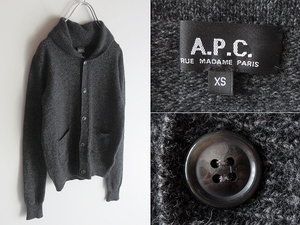 A.P.C. A.P.C. wool me Ran ji knitted shawl color cardigan XS charcoal A.P.C. Japan corporation domestic regular goods 