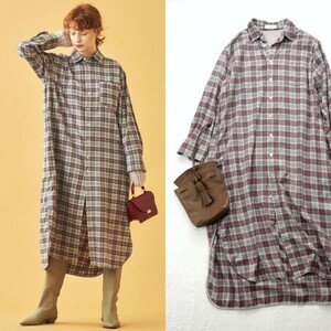 【即決】美品*2.3万 MACPHEE｜マカフィー 柔らかネル♪ロングシャツワンピース