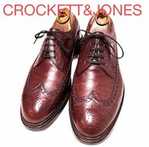 149.CROCKETT&JONES クロケットアンドジョーンズ CHEVIOT2 ウィングチップ ビジネスシューズ バーガンディ ブラウン7E_画像1