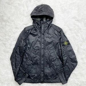 極美品!!! STONE ISLAND ストーンアイランド メンズ ナイロンジャケット ナイロンメタル フード付き 黒 Sサイズ ロゴワッペン