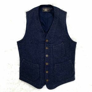 美品!!! RRL ダブルアールエル Ralph Lauren ラルフローレン TELFORD VEST メンズ インディゴ染めツイードベスト ウール　ネイビー XS