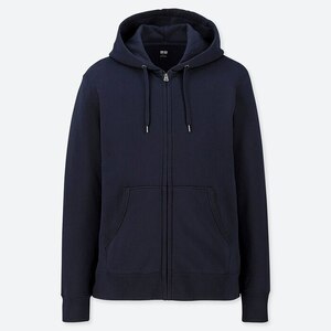 ■ 試着のみ！ UNIQLO/ユニクロ MEN スウェット フルジップパーカー 長袖 sizeXL Navy/濃紺