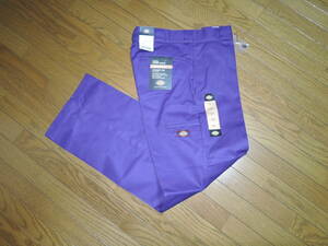 新品 Dickies ディッキーズ LOOSE FIT ダブルニー センタープレス ワークパンツ W32×L32 チノパンツ 紫