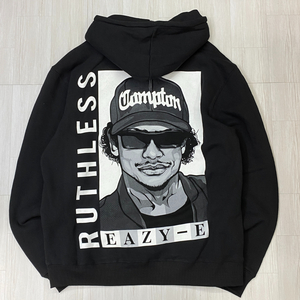 ロサンゼルス発 【L】 CreateX5 レジェンド EAZY-E イージーイー グラフィック プルオーバー パーカー 黒 コンプトン HIPHOP ルースレス