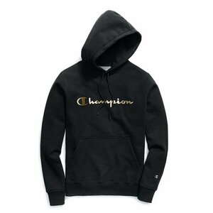 USA正規品 【S】 Champion チャンピオン GOLD パッチ リバースウィーブ 日本未発売 スウェット プルオーバー パーカー 黒 ブラック