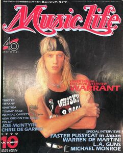 MUSIC LIFE 1990年10月号 ミュージック・ライフ WARRANT/TRIXTER/MICHEAL MONROE/ALICE COOPER/FASTER PUSSY CAT/TOMMY PAGE/L.A. GUNS