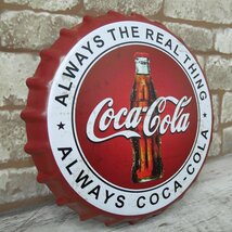 【BZ-73】王冠 ブリキ看板 蓋 コカコーラ Coca Cola 瓶 ウォールサイン アメリカン雑貨 ヴィンテージ アメリカンレトロ 雑貨 35cm_画像3