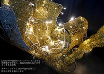 1円～ 売り切り クリスマス LEDイルミネーション グリッター トナカイ＆ソリ モチーフライト LEDライト ガーデン ゴールド KR-36_画像4