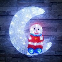 1円～ 売り切り 可愛い雪だるま33cm クリスマス LEDイルミネーション モチーフライト LEDライト 壁掛け オブジェ 立体 3D TAC-10_画像4