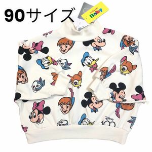 子ども服 Disney ディズニー100周年　総柄　キャラクター　トレーナー　ミッキー　ミニー　ピーターパン　マリー　90cm