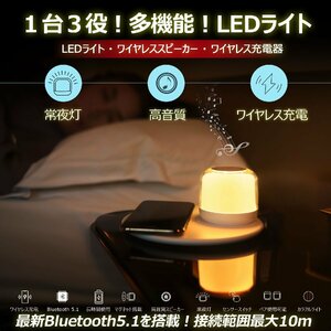 新発売 充電式 bluetooth スピーカー ワイヤレス充電器 ナイトライト 高音質 急速充電 LEDライト HM-01S
