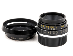 【美品】leica/ライカ summicron 35mm f2 カナダ産 六枚玉 231号段 #12504純正フード付き レンズ