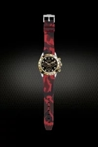 Rolex/ロレックス Daytona/デイトナ 116520、116523、116500、116503適用 VAGENARI ラバー ストラップ/ベルト カモフラージュ/迷彩 レッド