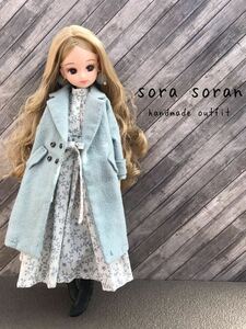 ＊Soran＊ リカちゃん　お洋服セット　ハンドメイド　アウトフィット　チェスターコート　ワンピース　イヤリング　バッグ