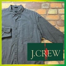 ME9-316★訳アリ格安!!★USA古着★【J.CREW ジェイクルー】チェック 長袖 コットン ボタンダウンシャツ【メンズ L】グレー 薄手 古着_画像1