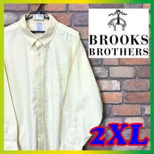 ME9-523★USA正規品★高品質★【Brooks Brothers ブルックスブラザーズ】オールスーピマコットン ボタンダウンシャツ【メンズ XXL】長袖