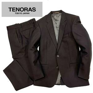 MEN’S TENORAS 毛100% 2B シングルスーツ(M)チャコールブラウン メンズ スーツ セットアップ ティノラス 